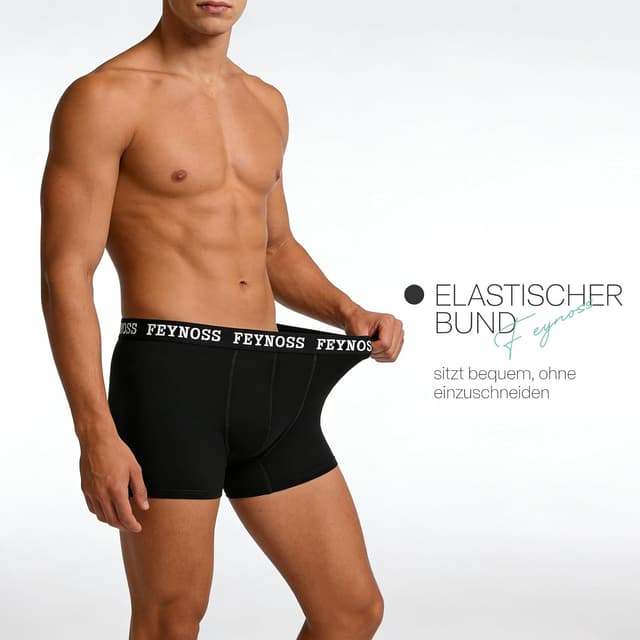 Detalle de feynoss Herren-Boxershorts im 10er Pack (Baumwolle mit Elasthan, ohne Etikett)