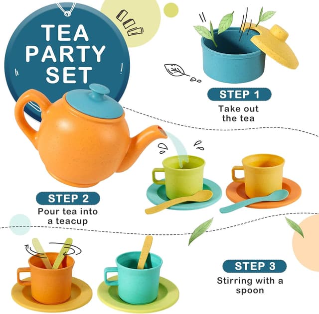 Detalle de AOLEVA Kids tea set for role play 3+