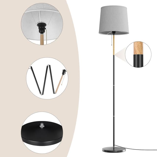 Thumbnail 3 de MTS-001-Grau Lámpara de Pie Elegante con Pantalla de Lino 🛋