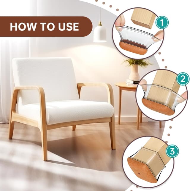 Detalle de 32 gommini feltrini in silicone per sedie con gambe quadrate 27–36 mm