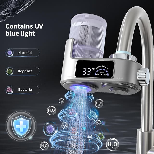 Detalle de HOMELODY Wasserfilter Wasserhahn mit LED Anzeige 🚰