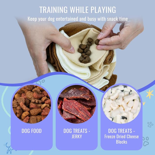 Detalle de Larimuer Pet Snuffle Ball (15cm) – puzzle snuffing interactive dog ball for treat training & enrichment