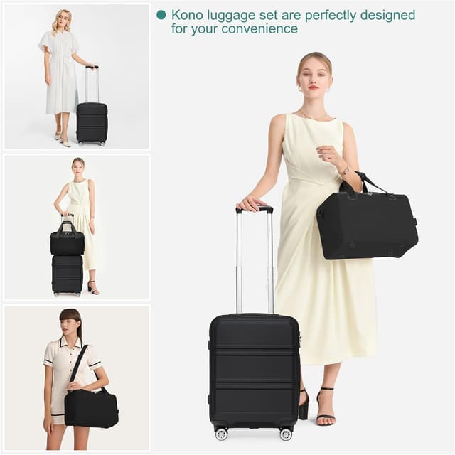 Thumbnail 6 de KONO set da 2 valigie: trolley rigido ABS 55 cm + borsa da viaggio Ryanair 40x20x25 con lucchetto TSA