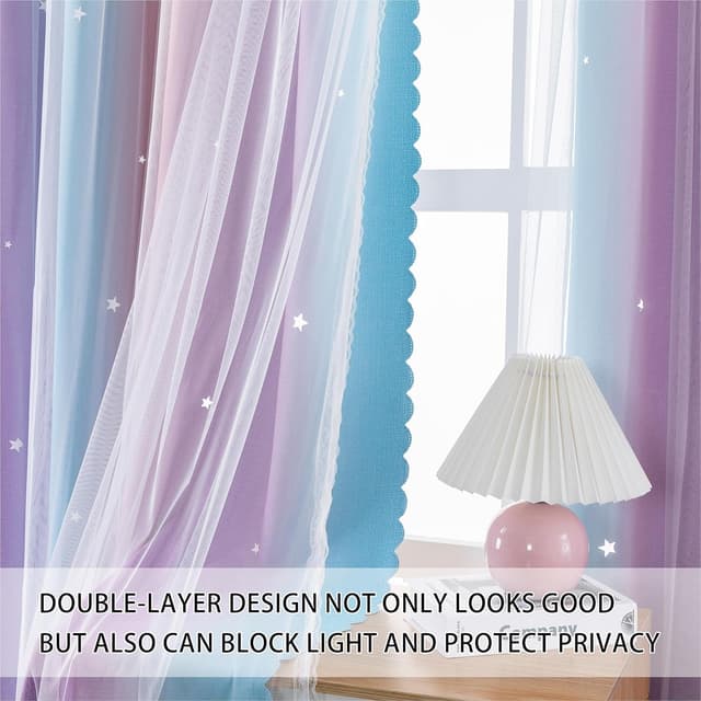 Detalle 2 de XiDi Purple Curtains 42 in Long Drapes 🪟