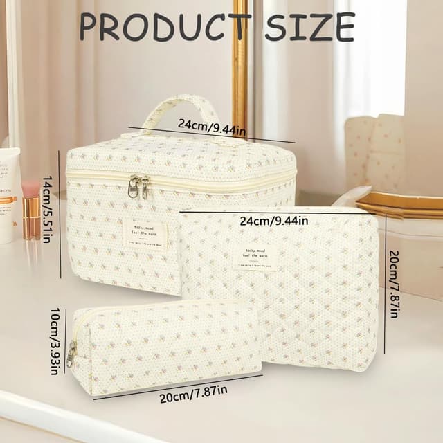 Detalle 2 de Aucuu Kulturtasche Set 3-teilig mit Blumenmuster