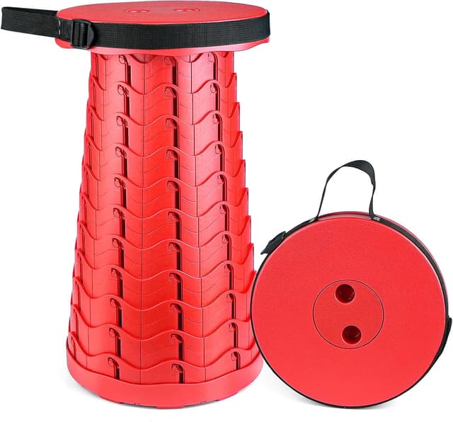 Detalle de Hesanzol Tragbarer Teleskophocker (Klapphocker, einziehbar) bis 180 kg – für Camping, Garten & Angeln