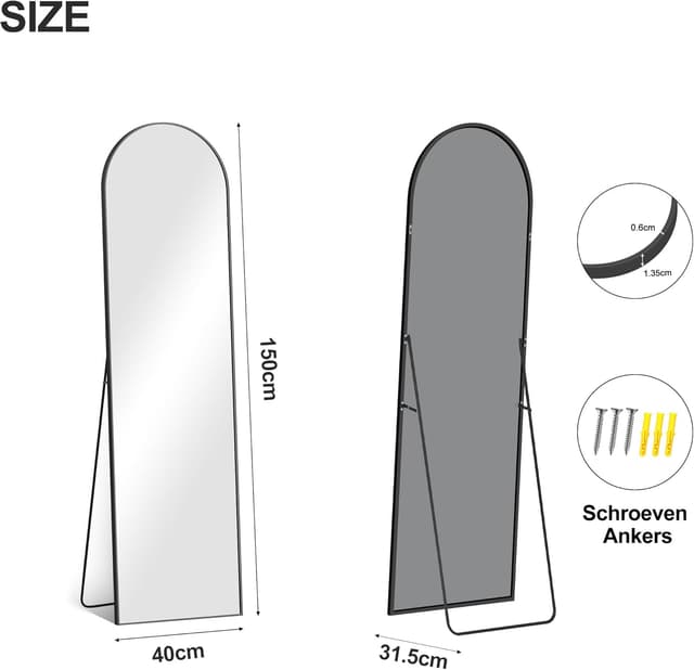 Thumbnail 3 de COFENY Ganzkörperspiegel 150 × 40 cm Schwarz