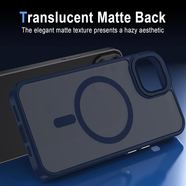 Detalle 2 de Coque XTCASE pour iPhone 12 Mini magnétique compatible MagSafe, dos mat translucide anti-rayures et bumper TPU antichoc – Bleu