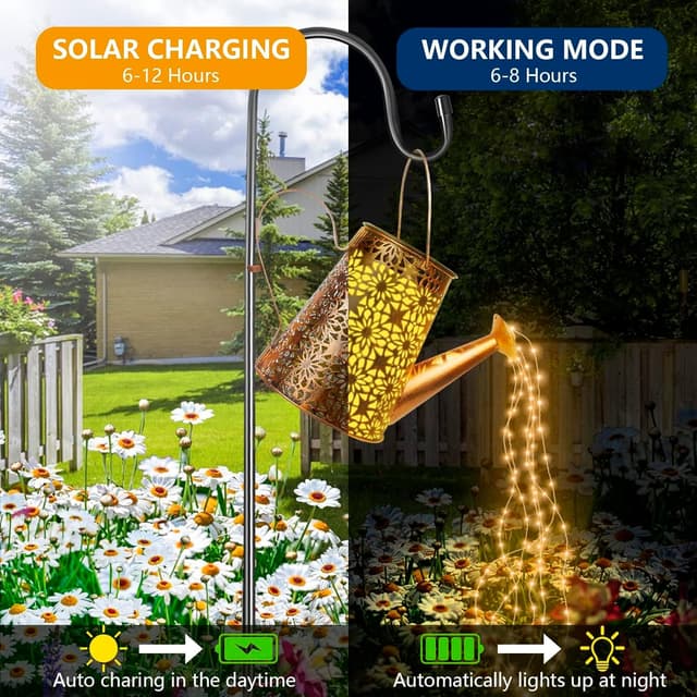 Thumbnail 3 de HELESIN Lot de 2 Lampes solaires arrosoir 1200 mAh