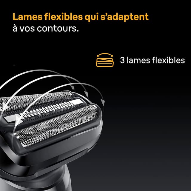 Detalle de Braun Rasoir électrique Series 5 52-N7650CC Noir : étanche, lames flexibles et coffret avec station SmartCare
