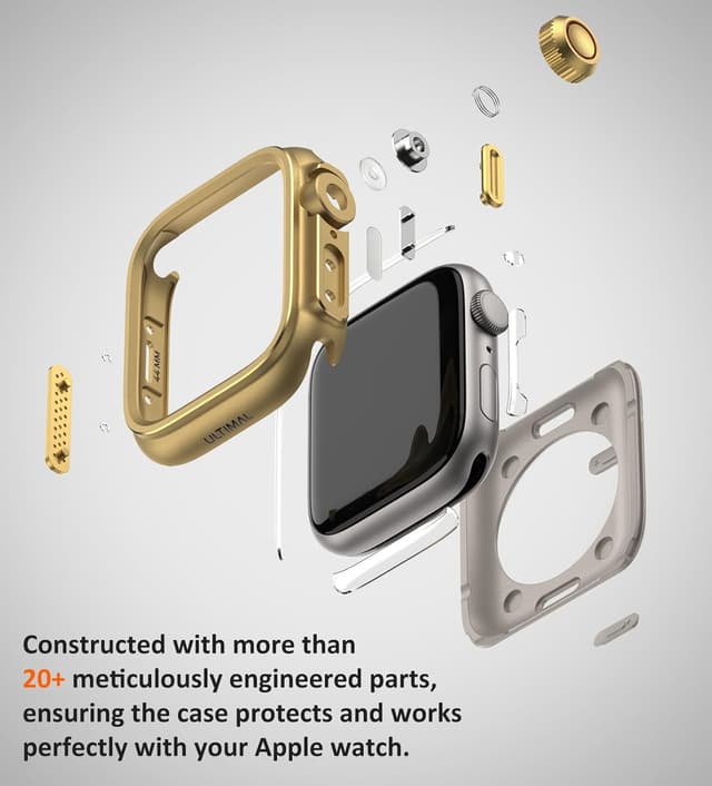 Detalle de ULTIMAL Watch Case for Apple Watch Series 11/10 (46mm) – Gold military-grade shockproof cover