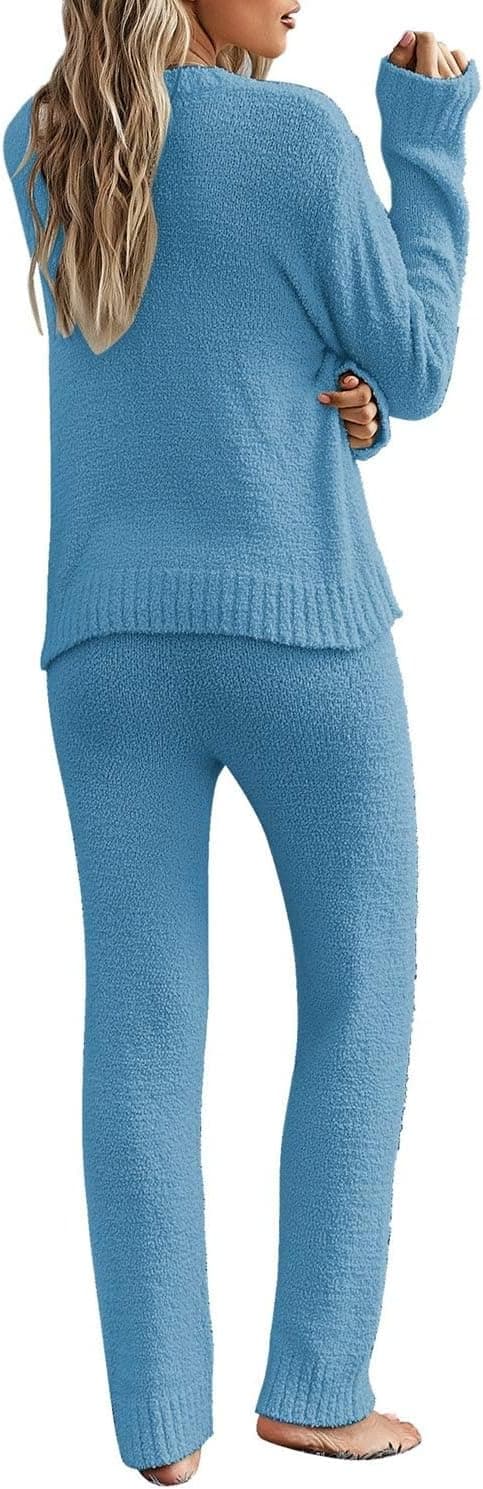 Detalle 2 de luvamia Women's Pajama Set Fuzzy Fleece Knitted Lounge Set