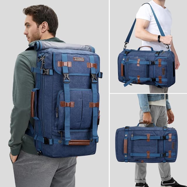 Detalle de WITZMAN Reiserucksack Herren Canvas (A519-1) – Groß, dunkelblau, bis 16-Zoll-Laptop