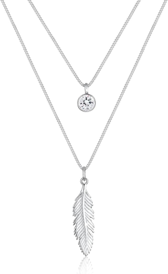 Detalle de Elli Damen Halskette Feder Boho Kristall