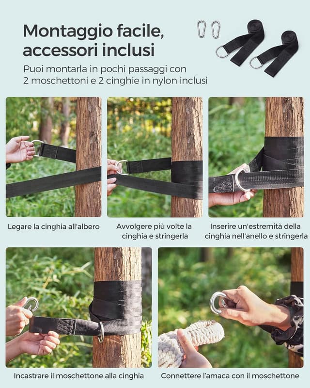 Detalle 2 de SONGMICS amaca doppia 210 x 150 cm con portata fino a 300 kg, beige GDC15M