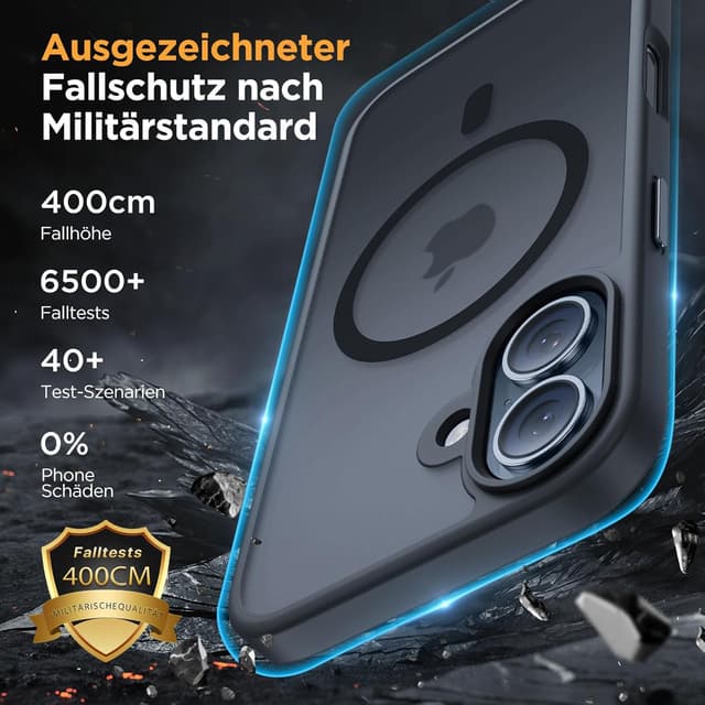 Detalle 2 de Miracase iPhone 17 Hülle MagSafe 6,3" Militärschutz Schwarz