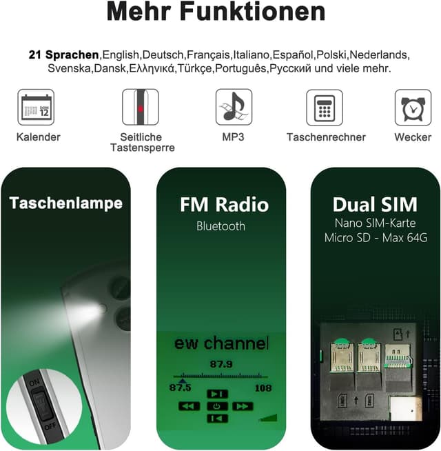 Detalle 2 de artfone A400 4G Seniorenhandy ohne Vertrag – Großtasten, SOS-Notruftaste & 4G-VoLTE