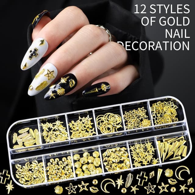 Thumbnail 6 de Teenitor Nail Charms 15 Sheets Gold Stickers