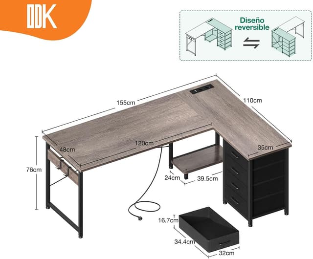 Thumbnail 2 de ODK Escritorio Esquinero 155×110 cm