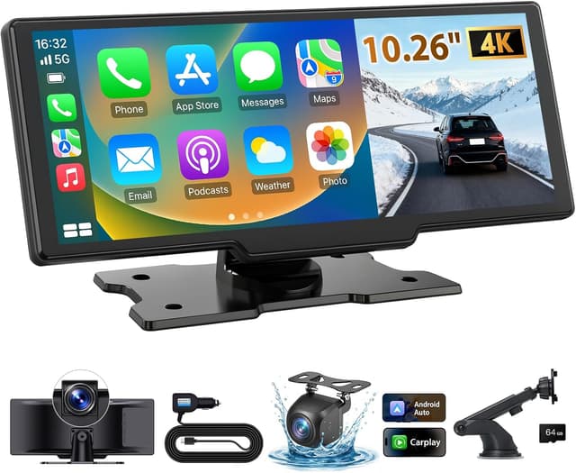 Detalle de 10.26" Wireless CarPlay & Android Auto Screen with 4K Dash Cam, Reversing Camera and ADAS