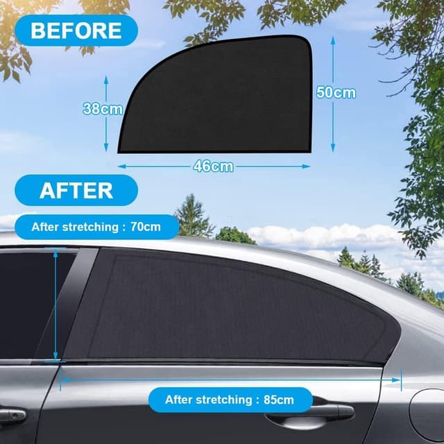 Detalle 2 de URAQT Parasole per auto per parabrezza laterale, 2 pezzi universali con protezione UV e dal calore (M)