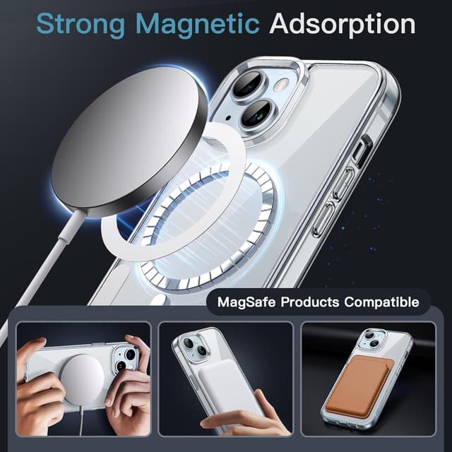 Detalle de JETech Magnetic Case for iPhone 15 6.1-inch Clear