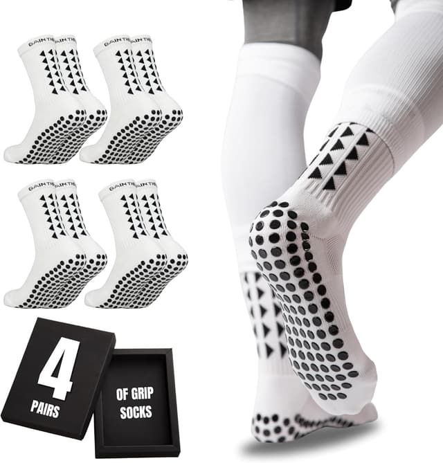 Detalle de Gain The Edge Football Grip Socks 3.0 (2pc or 4pc set) – Non-slip grip football socks