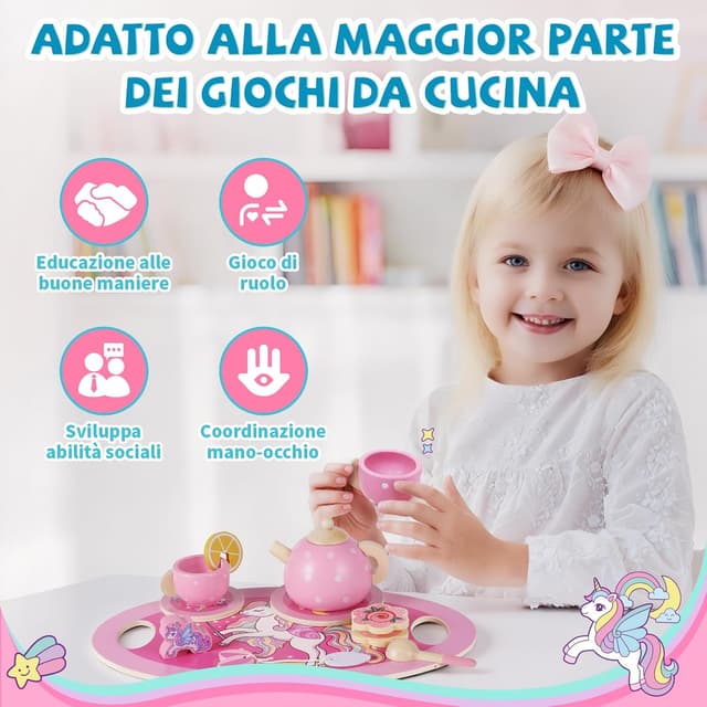 Thumbnail 4 de Set da Tè Unicorno in Legno 13 pezzi 🧁
