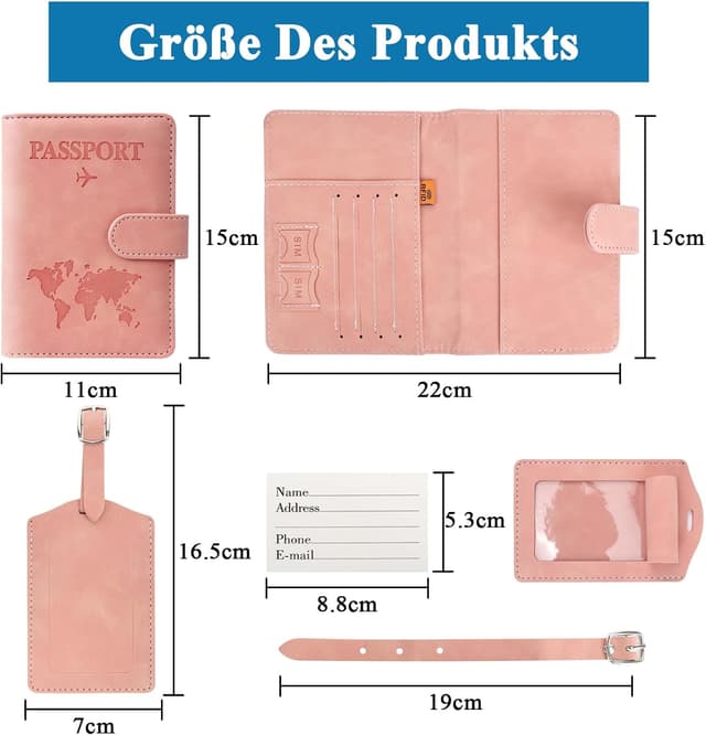 Thumbnail 5 de Reisepasshülle Kofferanhänger Set rosa ✈
