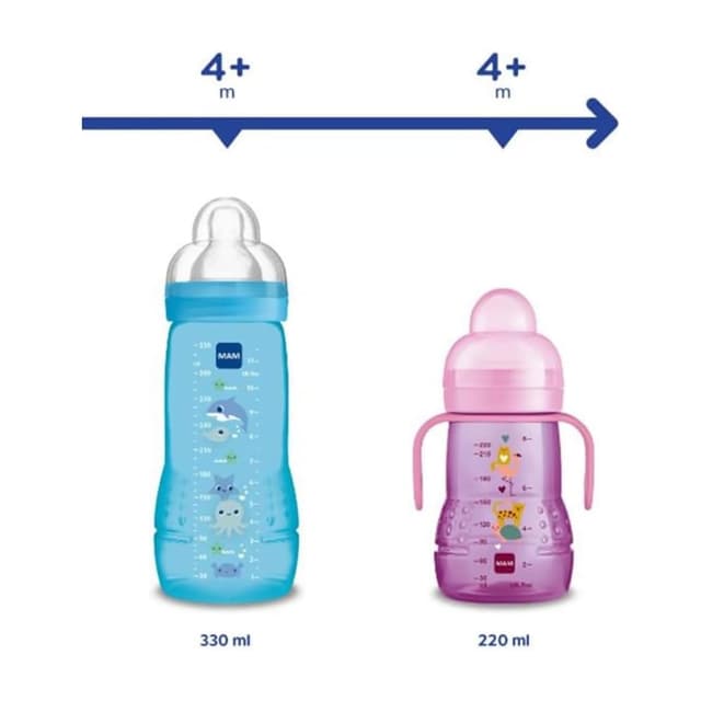 Detalle de MAM Easy-Active-Babyflasche 330 ml (Easy Active) – ergonomische Babyflasche mit Sauger Größe 3, ab 4+ Monaten