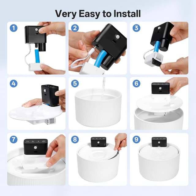 Thumbnail 6 de Feriva 2.2L Ceramic Wireless Cat Water Fountain (Cordless, 4000mAh, Motion Sensor) – Porcelain White