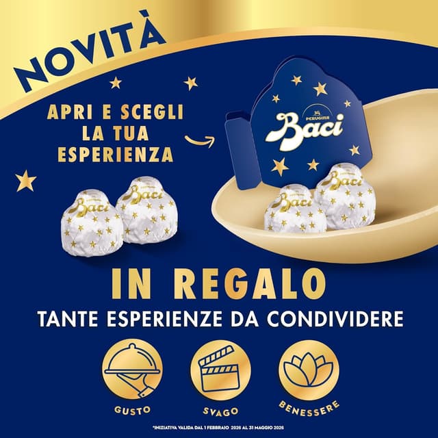 Detalle de Baci Perugina Uovo di Pasqua 2026 in cioccolato bianco con sorpresa e 4 cioccolatini da 265g