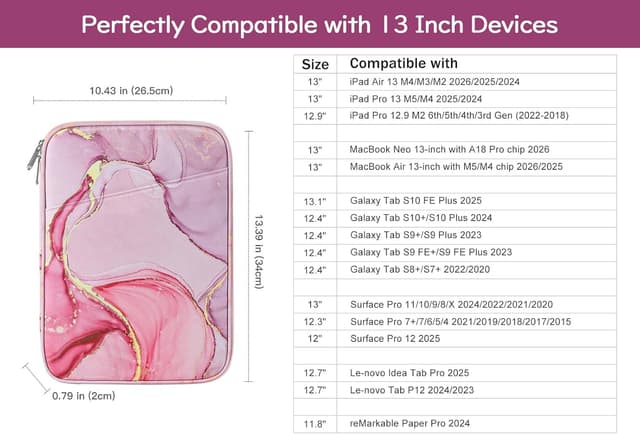 Detalle de Dadanism 13" Tablet-Tasche mit Schultergurt & Griff für 13-Zoll-Geräte – Trübes Rosa