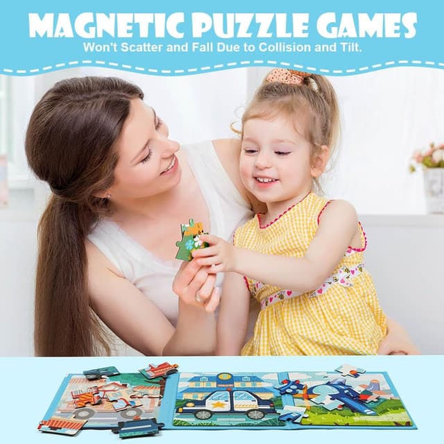 Detalle de Aolso Puzzle Magnetici Montessori per Bambini 3-7 Anni: puzzle animali magnetico da viaggio
