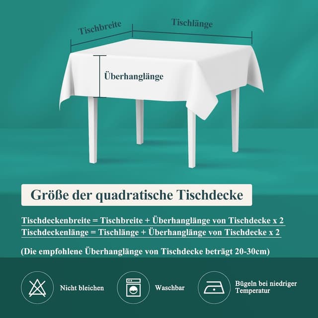 Detalle 2 de AooHome Tischdecke abwaschbar in Blaugrün (100x140 cm) mit Leinen-Optik und Lotuseffekt