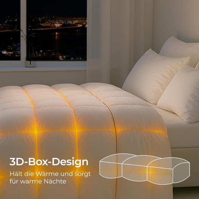 Detalle de Dreamzie Daunendecke 155×220 cm (650 gsm) – Warm Winterdecke mit Daunen & Federn