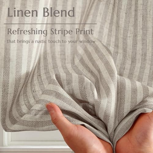 Thumbnail 4 de jinchan Striped Linen Kitchen Curtains 30" Tier Panels 🪟