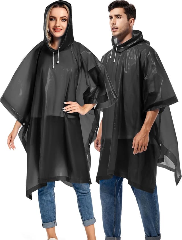Thumbnail 6 de Borogo 2-Pack Reusable Adult Rain Ponchos (EVA) with Drawstring Hood