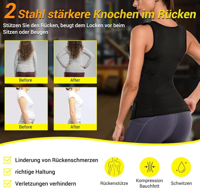 Detalle 2 de Junlan cintura per sudorazione dimagrante sauna fitness da donna, body shaper 2 in 1