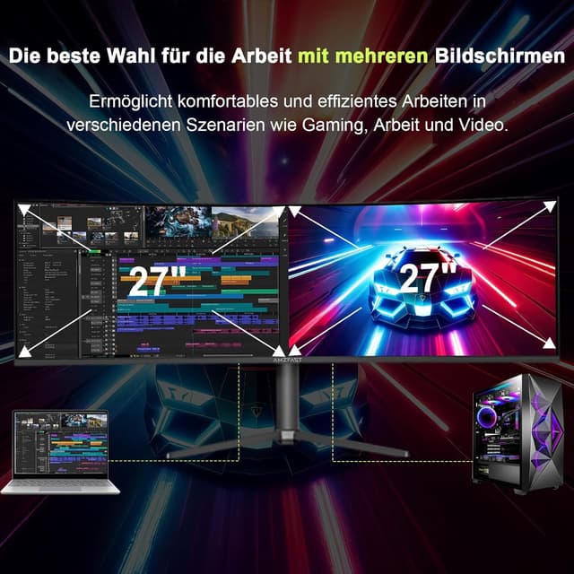 Thumbnail 5 de Amzfast Curved Monitor 49 Zoll 120 Hz