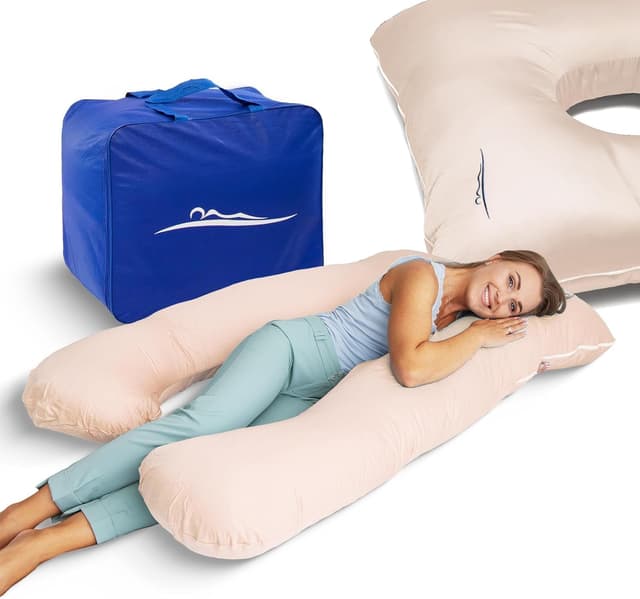 Detalle de MKS Coussin de grossesse 100x150 cm en U : support ergonomique et housse en bambou lavable