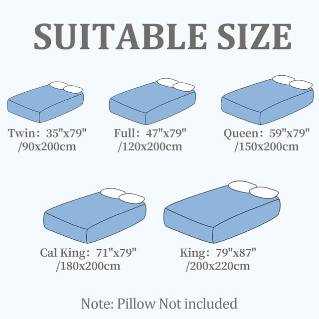 Detalle de DUJUIKE 100% wasserdichtes Spannbettlaken als Matratzenschoner Himmelblau (200 x 220 cm)