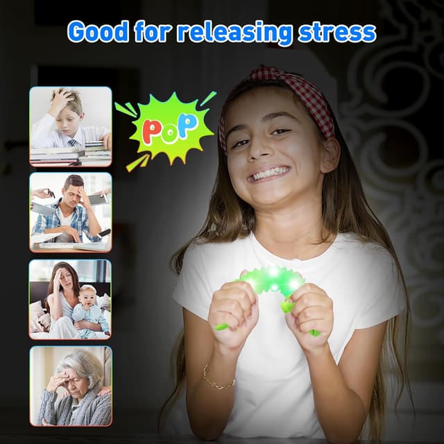 Detalle de DELEE Pop Tubes Animal Toy LED Sensory Stress Relief Tubes (4-pack)