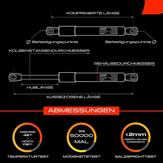 Detalle de Frankberg 2x Gasfeder Dämpfer für Heckklappe – passend für Nissan 350Z Roadster Z33 Cabrio (2005–2009) mit Replace# 84430CE400