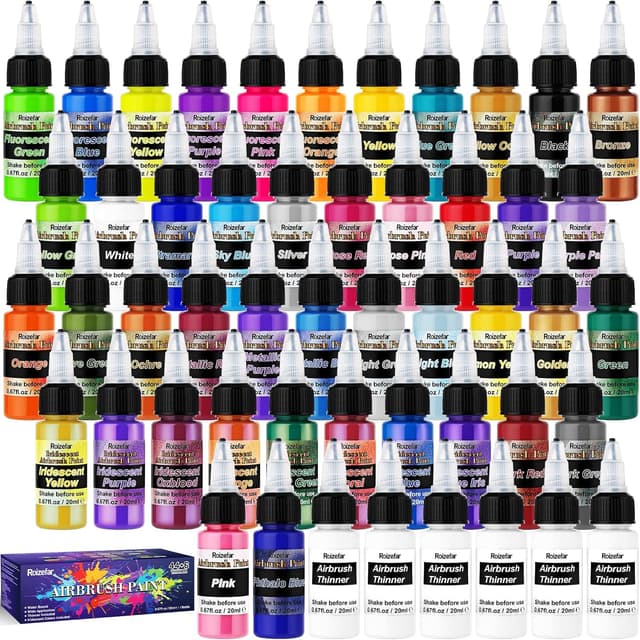 Thumbnail 6 de Roizefar Airbrush Farben Set (18 Acrylfarben + 2 Airbrush-Verdünner) mit Neon-Farben, 20 ml je Dose