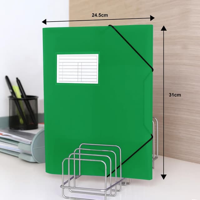 Detalle de DoocliB Postmappe A4 Schule Grün – 3er-Set Sammelmappe mit Eckspanner und Gummibandbefestigung