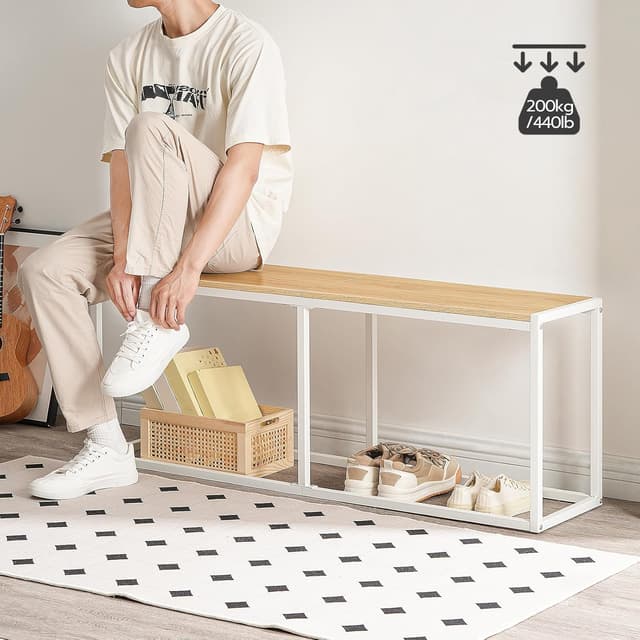 Thumbnail 6 de HOOBRO Banco 2 plazas Taburete Industrial Blanco