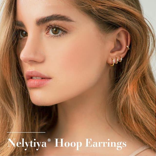 Detalle 2 de Nelytiya 4 Paar Creolen Set aus 925 Silber – kleine Creolen Silber 925 (6/8/10/12 mm), hypoallergen