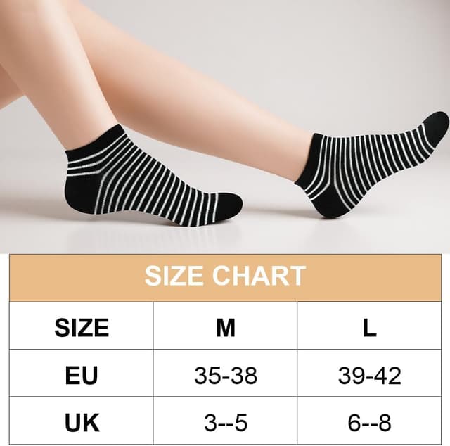 Detalle 2 de DiULi 10 paires de chaussettes femme courtes fantaisie en coton (35-42)