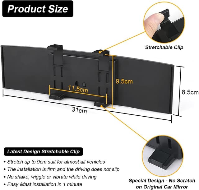 Thumbnail 1 de URAQT Rückspiegel Panorama 310x85 mm